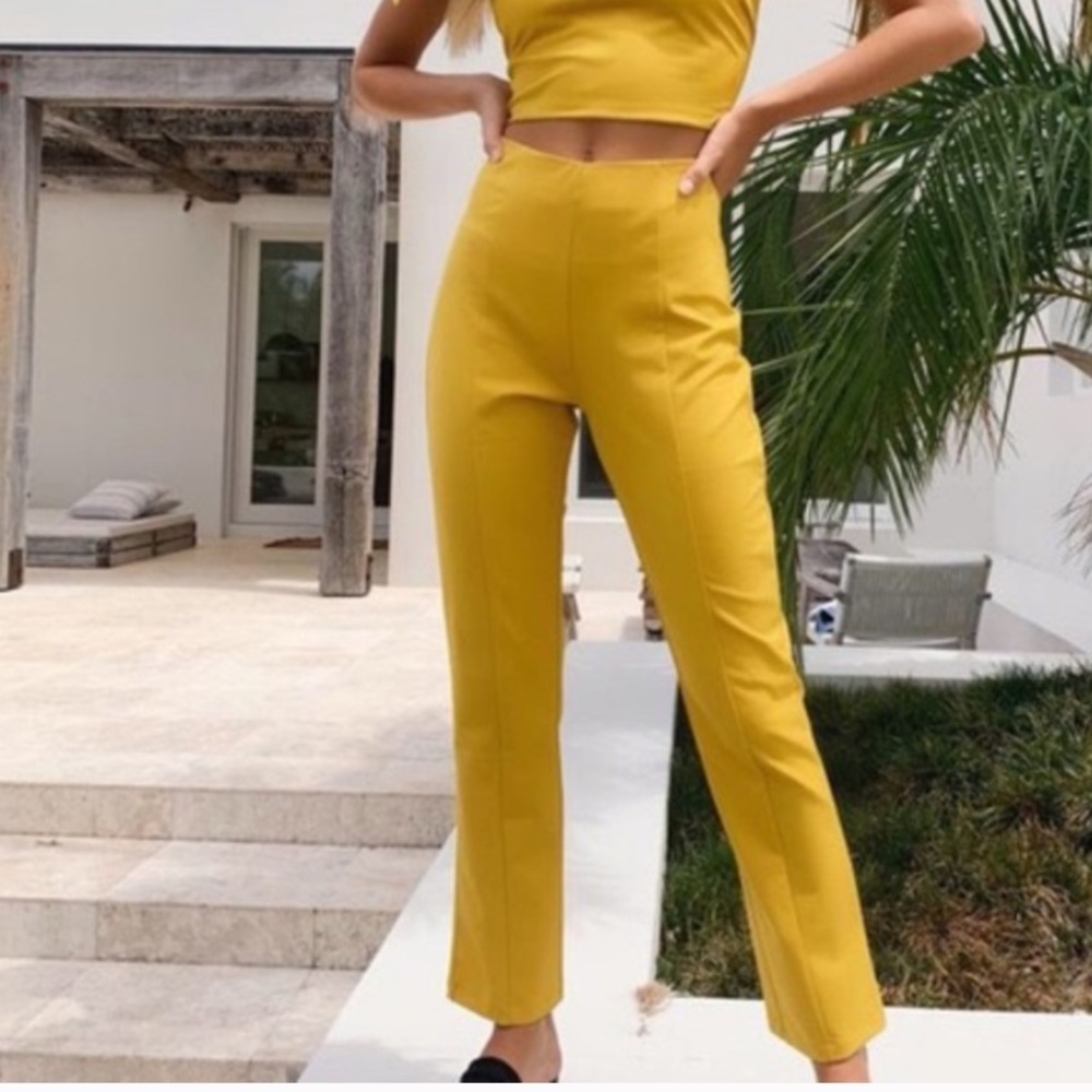 NEW Tiger Mist Kinsley Mustard Pants High Rise - Picture 3 of 9